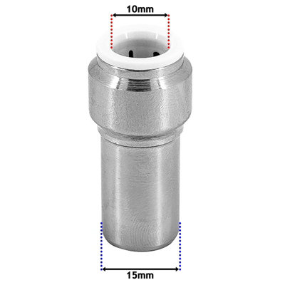 SPARES2GO Radiator Valve 15mm x 10mm Pushfit Chrome Speed Fit Reducing Straight Compression Stem (Pack of 2)