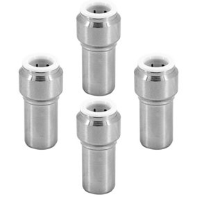 SPARES2GO Radiator Valve 15mm x 10mm Pushfit Chrome Speed Fit Reducing Straight Compression Stem (Pack of 4)