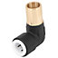 SPARES2GO Radiator Valve Reducing Elbow Stem Compression 15mm x 10mm Pushfit Black (Pack of 2)