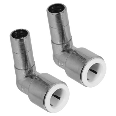 SPARES2GO Radiator Valve Reducing Elbow Stem Compression Chrome 15mm x 15mm Pushfit x 2