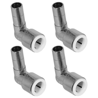 SPARES2GO Radiator Valve Reducing Elbow Stem Compression Chrome 15mm x 15mm Pushfit x 4