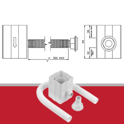 FloPlast RVS1W RVS1W-wit regenwater omleider (Conecten tot 65MM vierkant en 68MM ronde downpipe), wit
