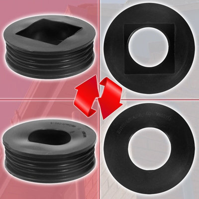 SPARES2GO Rainwater Downpipe Adaptor 65mm Square / 68mm Round Pipe to 110mm Soil Waste Drain Connector