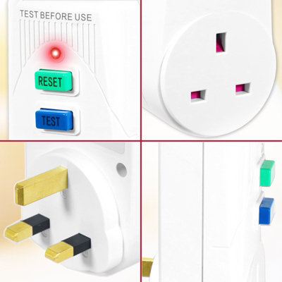 SPARES2GO RCD Safety Plug Single Socket Circuit Breaker Electrical ...