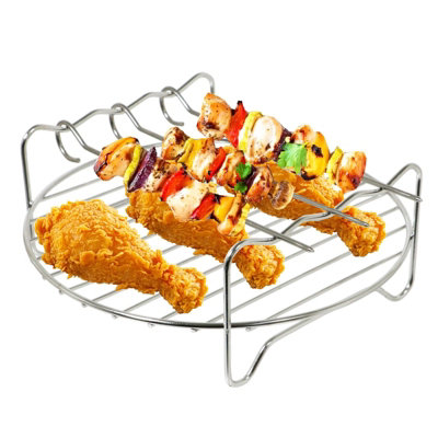 Air Fryer Basket Round Shelf Rack Multi Cooker 17.8cm 7 Stainless