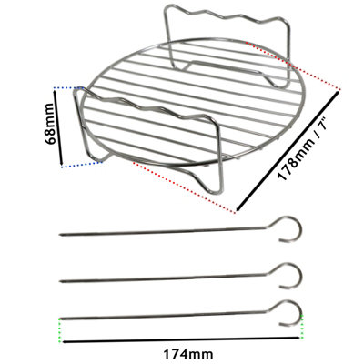 Abonda Rond rek voor koken 6, 7, 8 inch, roestvrij staal Air Fryer Rack, Air Fryer Accessoires Multifunctioneel Bakken Stomen Koelstandaard Grill Droogrek voor koekjes en taarten