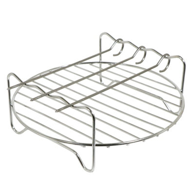 Airfryer Rack – Duurzaam RVS Airfryer Basket Tray | Rond Airfryer Rack voor gelijkmatig koken | RVS Grill | Stalen ronde braadrek voor knapperig en gezond frituren