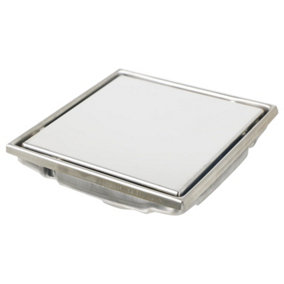 SPARES2GO Shower Floor Drain Grate Tile Insert Invisible Stainless Steel Square Grid (Chrome Silver, 6" / 155mm)