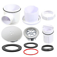 SPARES2GO Shower Trap for 50mm Tray Plug Hole 40mm 1.5" Drain Waste Chrome Silver Dome Base Kit