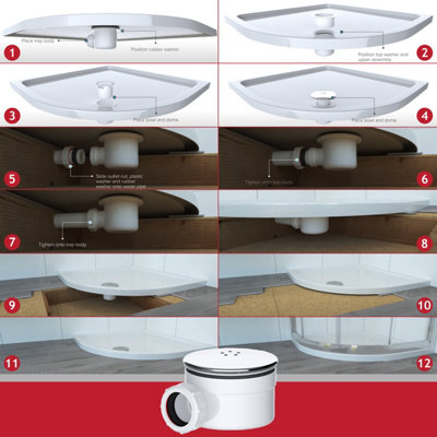 SPARES2GO Shower Trap for 90mm Tray Plug Hole 1.5