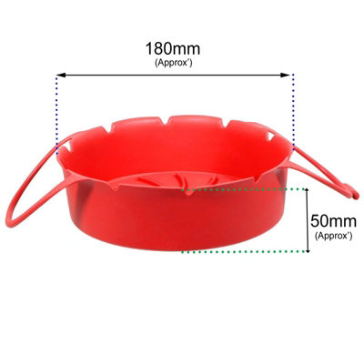 SPARES2GO Silicone Basket + Round Shelf Rack for Multi Cooker Air Fryer (7 Inch, 17.8cm) + 3 Skewers