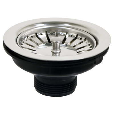 SPARES2GO Sink Strainer Basket Waste Drain Plug Chrome Plated Stainless Steel Kitchen Bathroom Basin 40mm 1