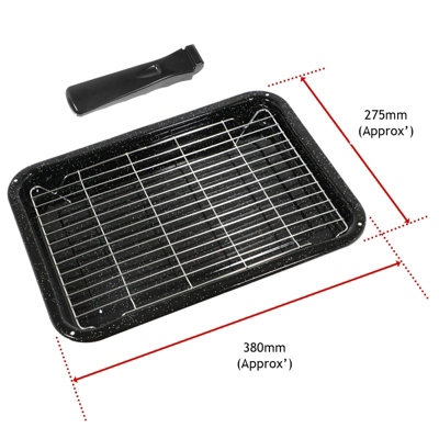 SPARES2GO Small Grill Pan, Rack & Detachable Handle for Zanussi Oven ...