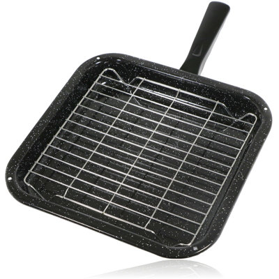 SPARES2GO Small Grill Pan UNIVERSAL Rack Detachable Handle for