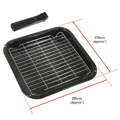 SPARES2GO Small Grill Pan UNIVERSAL Rack Detachable Handle for Oven Grill 285 x 275 mm DIY at B Q