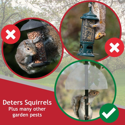 SPARES2GO Squirrel Baffle Dome Bird Feeding Station Feeder Guard (Complete Kit with Hanging Hook and Loop)