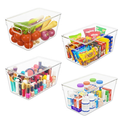 SPARES2GO Stackable Storage Container Organiser Box Trays with Lids ...