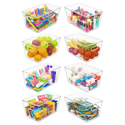 SPARES2GO Stackable Storage Container Organiser Box Trays with Lids ...