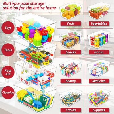 SPARES2GO Stackable Storage Container Organiser Box Trays with Lids ...