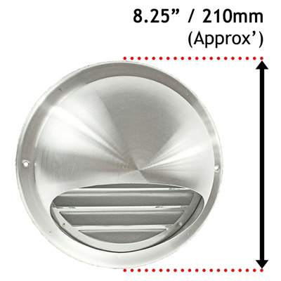 SPARES2GO Stainless Steel Round Bull Nosed External Extractor Wall Vent ...