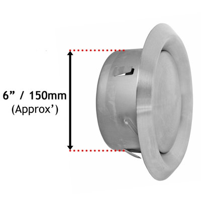 SPARES2GO Stainless Steel Round Ceiling Extractor Exhaust / Supply Wall Vent (6" / 150mm)