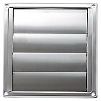 SPARES2GO Stainless Steel Square External Extractor Wall Vent Outlet with Gravity Flaps (4" / 100mm)