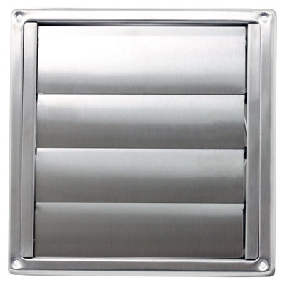 SPARES2GO Stainless Steel Square External Extractor Wall Vent Outlet with Gravity Flaps (4" / 100mm)