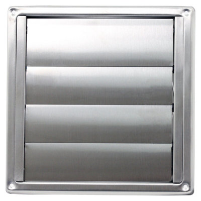 SPARES2GO Stainless Steel Square External Extractor Wall Vent Outlet with Gravity Flaps (5" / 125mm)