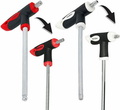 Spares2go Torx-Kugelschlüssel-Set, 16-teilig – Sechskant, Innensechskant & Stern, Mit T-Griff