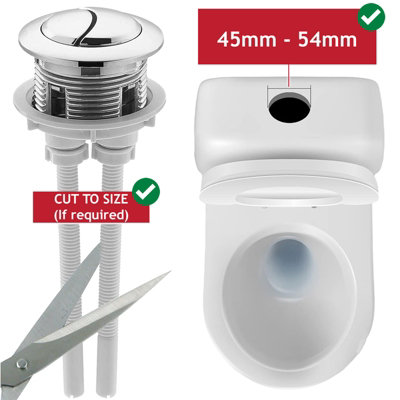 SPARES2GO Toilet Dual Flush Button 48mm WC Cistern Chrome Plated 110mm Double Push Rod Kit