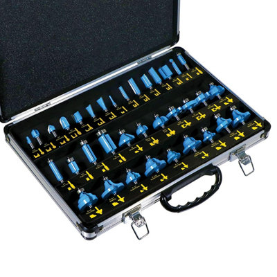 SPARES2GO Tungsten Carbide Tipped Router Bit Set (35 Pieces, 6.35mm 1/4'' Shank + Alloy Case)