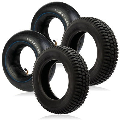 SPARES2GO Tyre 3.00 x 8 Mobility Scooter Universal 300x8 Wheel x 2 + Inner tube 8 inch Rim x 2