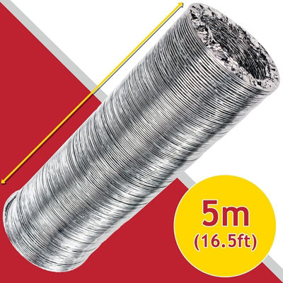 5m Aluminium Flexible Vent Hose Exhaust Pipe For Bush Tumble Dryer 4" - SPARES2GO