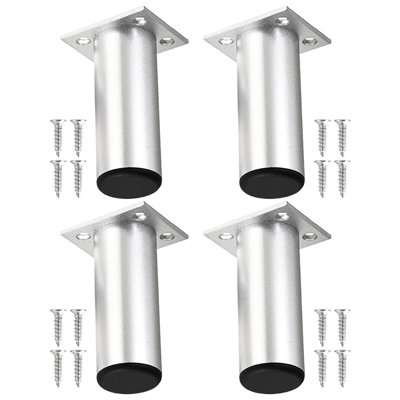 SPARES2GO Universal Adjustable Furniture Feet 4.5" Silver Sofa Cabinet Bed Chair Riser Legs (Pack of 4)