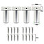 SPARES2GO Universal Adjustable Furniture Feet 4.5" Silver Sofa Cabinet Bed Chair Riser Legs (Pack of 4)