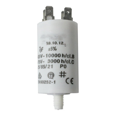 SPARES2GO Universal Appliance Motor Start Run Capacitor Microfarad 7UF (Spade Connector/Tags)