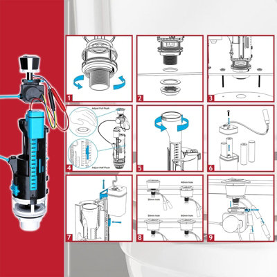 SPARES2GO Universal Auto Flush Toilet Valve 1.5" 2" Touchless WC Cistern Dual Sensor Button Kit