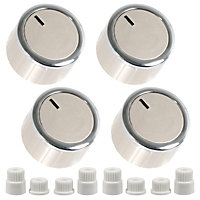 SPARES2GO Universal Control Knobs for All Makes and Models of Oven Cooker & Hob (Pack of 4, Light Gold / Silver,Chrome)
