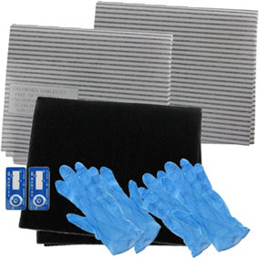 SPARES2GO Universal Cooker Hood Carbon Grease Filter Complete Kit for Kitchen Extractor Fan Vent