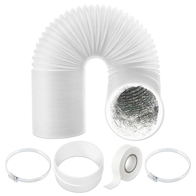 SPARES2GO Universal Cooker Hood Extractor Vent Hose 5" x 2.5m PVC Aluminium Foil Insulated Duct Outlet Pipe Extension Kit