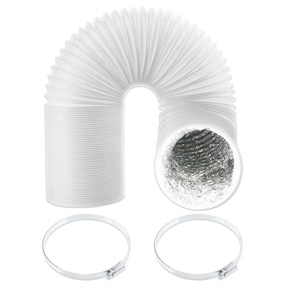 SPARES2GO Universal Cooker Hood Extractor Vent Hose 6" x 2.5m PVC Aluminium Foil Insulated Duct Outlet Pipe + Clamp Clips