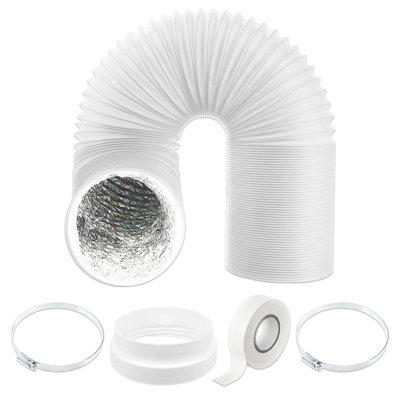 SPARES2GO Universal Cooker Hood Extractor Vent Hose PVC Aluminium Foil Insulated Duct Outlet Pipe Connector Kit (5" x 2.5m)