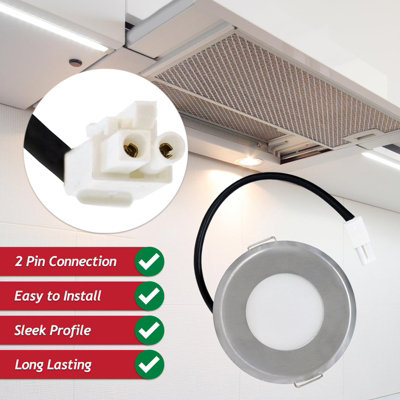 SPARES2GO Universal Cooker Hood LED Light 73.5mm Extractor Vent Lamp ...