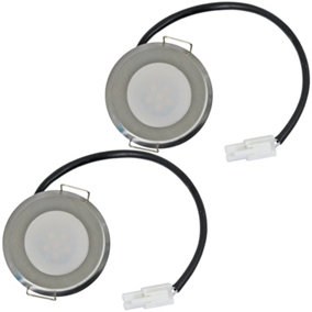 SPARES2GO UNIVERSAL Cooker Hood LED Light Vent Extractor Lamp Round Silver 54.5mm 1.6W AC x 2