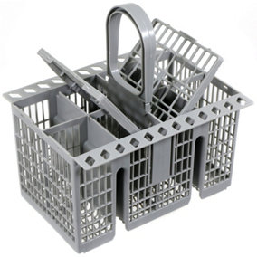 SPARES2GO Universal Dishwasher Cutlery Basket Removable Handle Grey 225mm