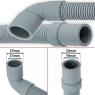 SPARES2GO Universal Drain Hose with Right Angle End for