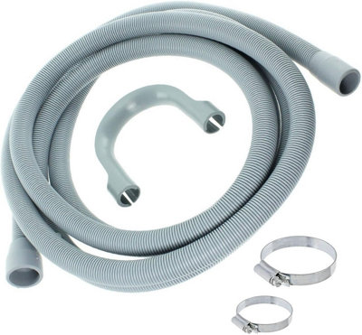 SPARES2GO Universal Drain Outlet Hose for Washing Machine Dishwasher (2.5M, 30mm / 22mm) + Hose Clips Kit