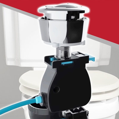 SPARES2GO Universal Dual Flush Toilet Valve 1.5" 2" WC Cistern Push Button Kit (570mm Cable)