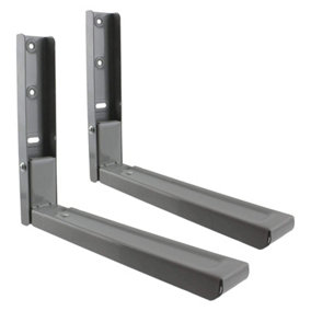 SPARES2GO Universal Extendable Wall Mounting Brackets for Microwave (Silver / Grey)