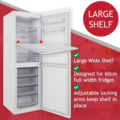 SPARES2GO Universal Fridge Freezer Shelf Adjustable White Plastic Coated Extendable Arms (Large, 425mm - 670mm x 320mm)